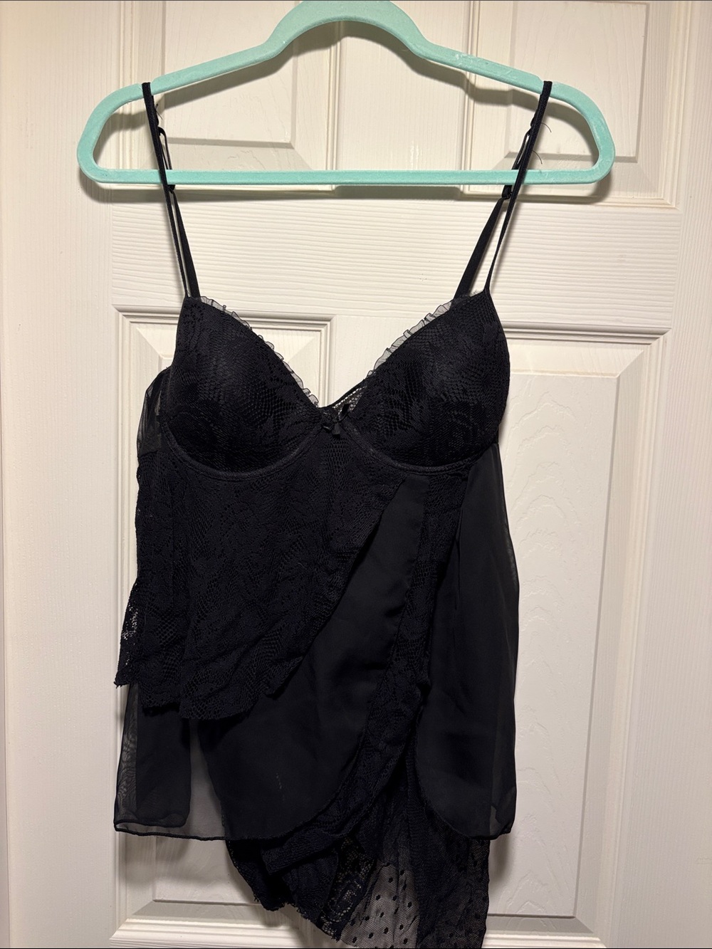 delicates Black Lace & Chiffon Cami Slip